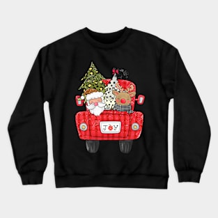 cute santa and deer in truck with trees Crewneck Sweatshirt